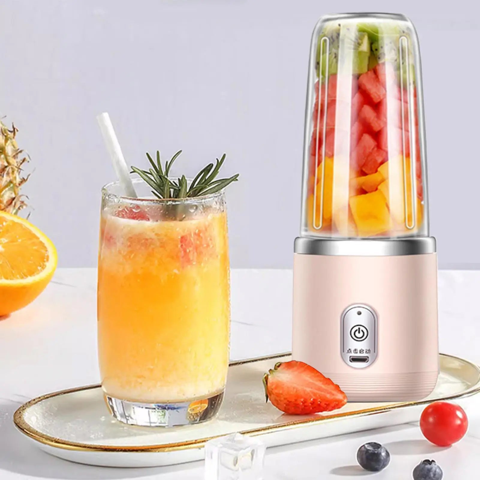 Portable Juice Blender USB Rechargeable Juicer Cup Personal Juicing Maker Blending Machine for Gym Office Apartment Travel